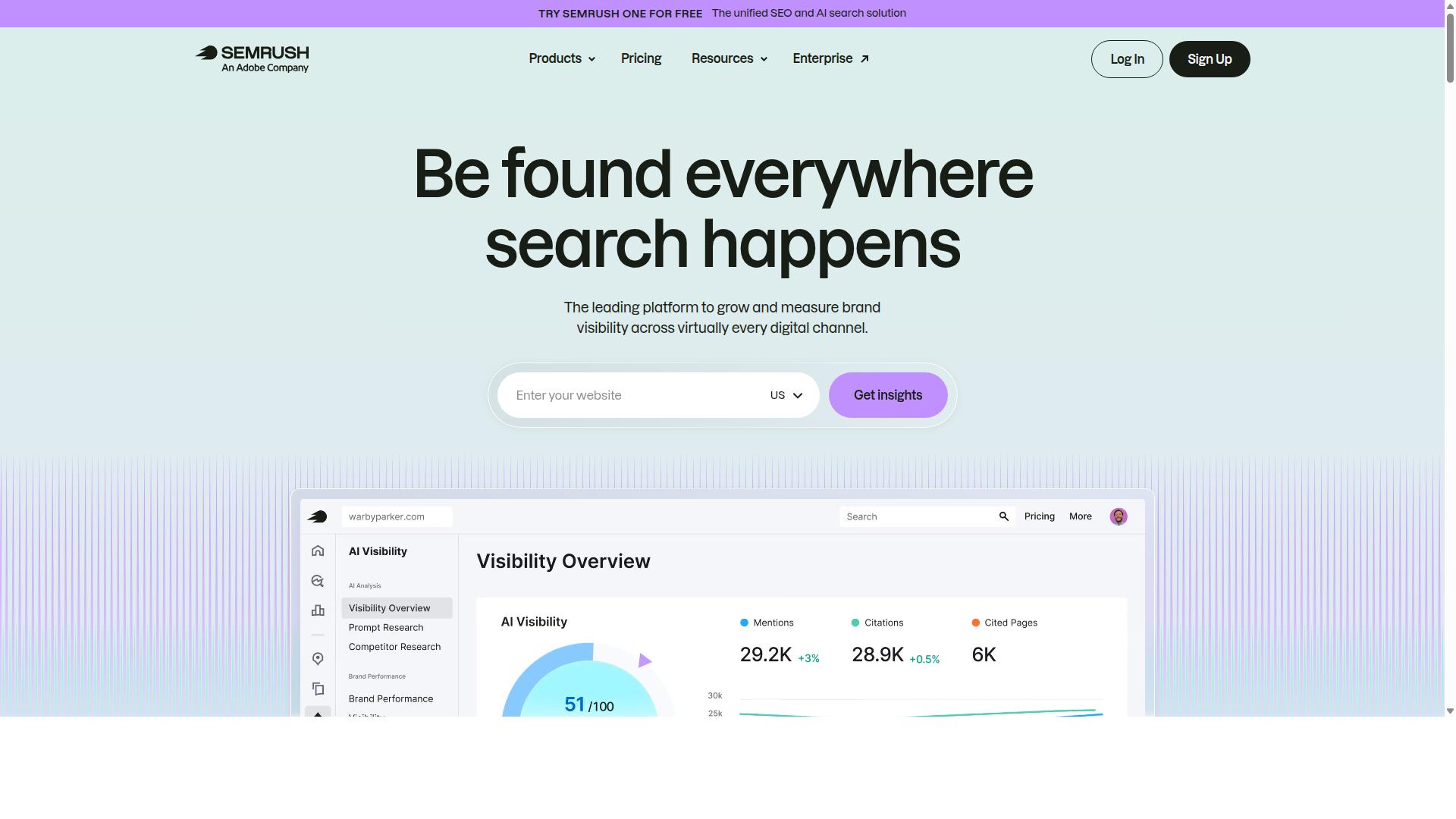 Semrush website